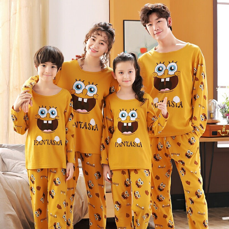 Cartoon men and girls home clothes